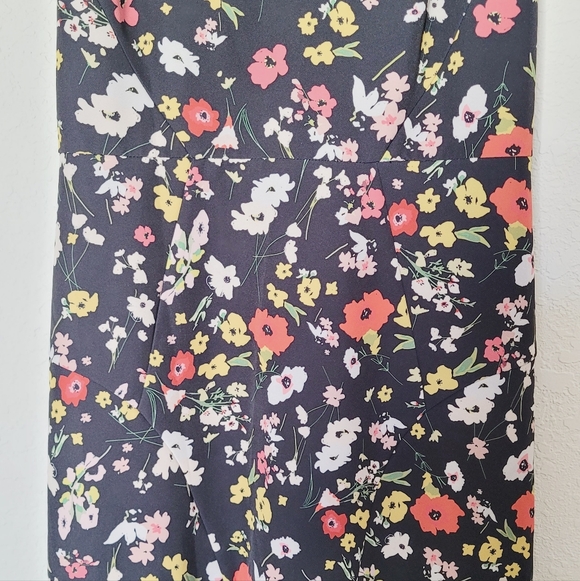 Aidan Mattox Floral Crepe Black Dress Sz8 - Picture 6 of 12